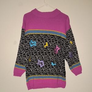 Colorful Patterned Women's Sweater Kitty Hawk Vintage Print Collection